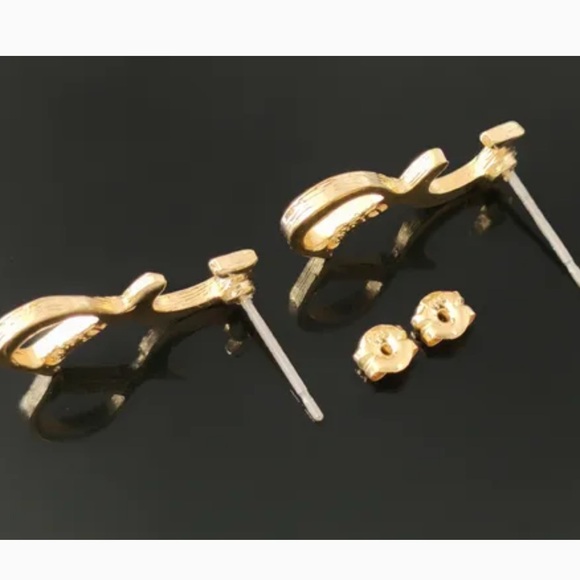 Christian Dior Gold Logo Earrings Backing K18 - Picture 4 of 6